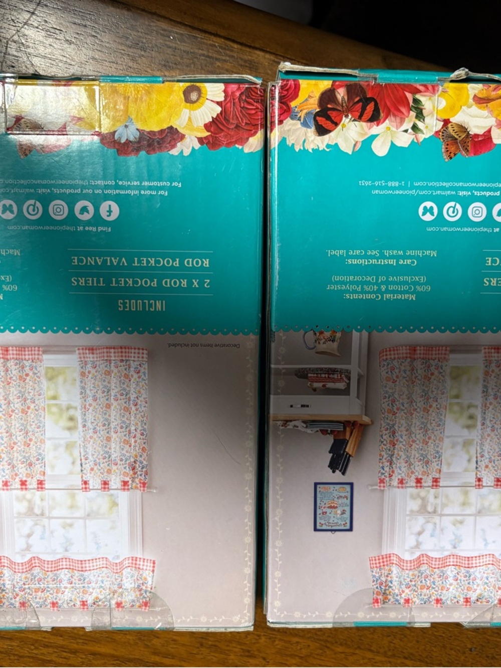 The Pioneer Woman Floral Small Window Curtain Set - Red, Blue, Yellow, Green - Picture 2 of 2